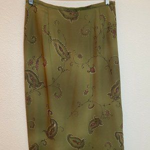 Green Paisley Skirt with Free Sweater Size L 12